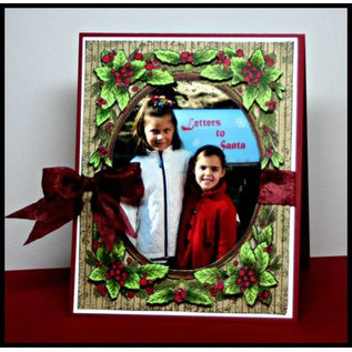 STEMPEL / STAMP: GUMMI / RUBBER Rubber Stamp: Christmas Decorative Frame "Holly Frame" LIMITED!