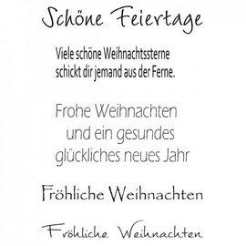 Stempel / Stamp: Transparent Gennemsigtig / Clear Text Stempel: tysk tekst Jul "Happy Holidays"