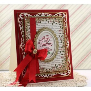 STEMPEL / STAMP: GUMMI / RUBBER Rubber stamp: Christmas decorative frame "Holly Frame" - ONLY 2 in stock! LIMITED!