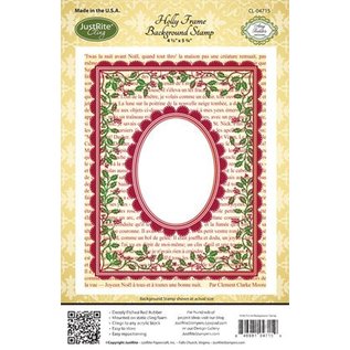 STEMPEL / STAMP: GUMMI / RUBBER JustRite,  Gummi Stempel: Weihnachtliche Zierrahmen "Holly Frame" - NUR noch 2 vorrätig! LIMITED! SAMMLERSTÜCK!