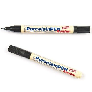 FARBE / STEMPELKISSEN Glas og Porcelanpen Brillant kontur sort porcelæn pen