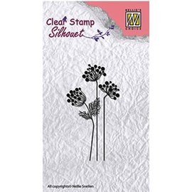Nellie Snellen Design Stamp: Silhouet Fleurs, Taille: 85 x 36 mm