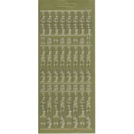 STICKER / AUTOCOLLANT feuille d'autocollants, 10x23cm texte allemand: Joyeux Noël, à la verticale en or