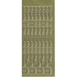 STICKER / AUTOCOLLANT Sticker ark, 10x23cm tyske tekst: Glædelig jul, lodret til guld