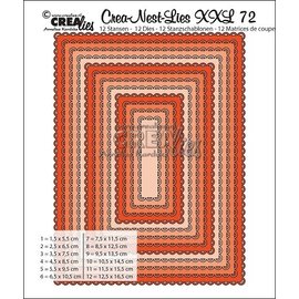 Crealies und CraftEmotions Matrices de découpe, 12 rectangles avec échancrure ouverte max. 12,5x16,5 cm