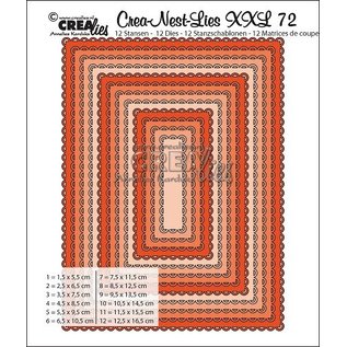 Crealies und CraftEmotions Punching templates, 12 rectangles with open scallop max. 12.5x16.5 cm