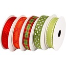 DEKOBAND / RIBBONS / RUBANS ... Motif strap set rood-groen, 5 x 2 meter