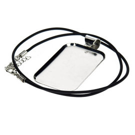 Embellishments / Verzierungen Rectangular necklace with decorative band, 32 x 50 mm, silver colored