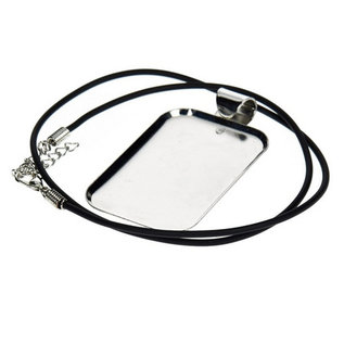 Embellishments / Verzierungen Rectangular necklace with decorative band, 32 x 50 mm, silver colored