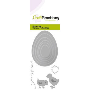 Craftemotions skæring og prægning: Æg med kyllinger Kort 5x10cm