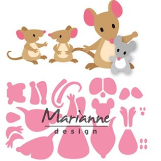 Marianne Design Cutting and embossing Stencils: Eline's mice family