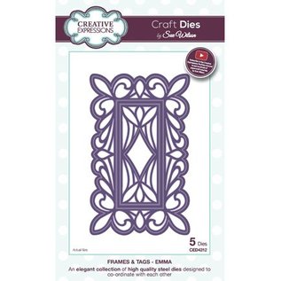 CREATIVE EXPRESSIONS und COUTURE CREATIONS cutting and embossing Stencils: decorative frame, 5 parts, largest format: 8 x 13cm