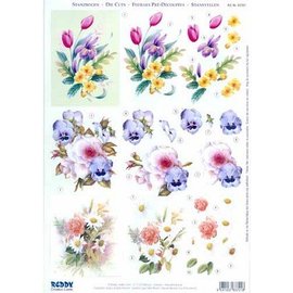 Bilder, 3D Bilder und ausgestanzte Teile usw... A4 Stanzbogen: Blumenbouquets