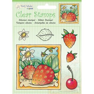 Transparent Stempel: Erbeeren ernten