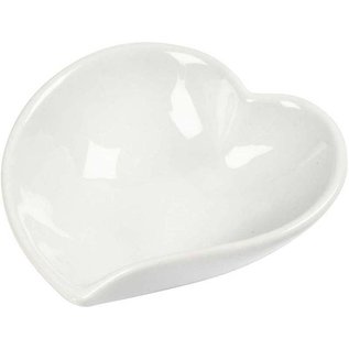 Objekten zum Dekorieren / objects for decorating Heart-shaped porcelain bowl, 8cm, 1 piece, for designing with color, decoupage and much more!