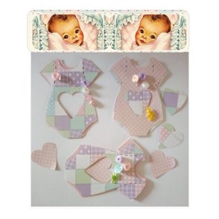 BASTELSETS / CRAFT KITS Komplett kort sett for 6 babyen kort + konvolutter