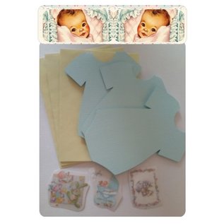 BASTELSETS / CRAFT KITS Komplettes Kartenset für 6 Baby Karten + Umschlägen