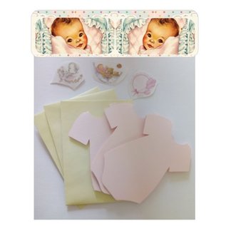 BASTELSETS / CRAFT KITS Komplett kort sett for 6 babyen kort + konvolutter