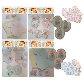 BASTELSETS / CRAFT KITS Komplet kort sæt til 6 baby-kort + kuverter