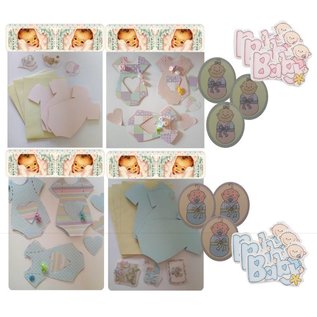 BASTELSETS / CRAFT KITS Komplettes Kartenset für 6 Baby Karten + Umschlägen