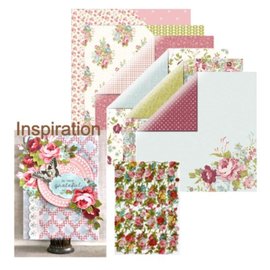 Designer Papier Scrapbooking: 30,5 x 30,5 cm Papier Papier de créateur, papier rose serti de 6 feuilles, 30,5 x 30,5 cm + 1x chutes de roses!