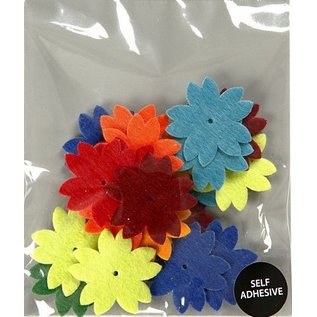 Embellishments / Verzierungen 24 Filt blomster, størrelse 3,5 cm, tykkelse: 1 mm