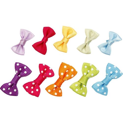 Embellishments / Verzierungen 20 kleine Stoffschleife in tollen Farben mit weißen Punkten Packung mit 10 Farben B: 25 mm Embellishments / Verzierungen 20 kleine Stoffschleife in tollen Farben mit weißen Punkten Packung mit 10 Farben B: 25 mm