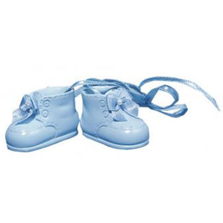 Embellishments / Verzierungen Polyresin baby shoes, 4 cm, box 1 pair, h.blau