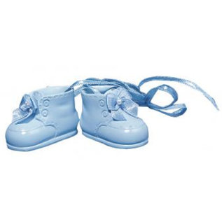 Embellishments / Verzierungen Polyresin baby sko, 4 cm, Box ett par, h.blau