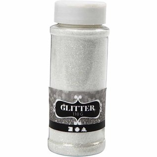 BASTELZUBEHÖR, WERKZEUG UND AUFBEWAHRUNG große glitter Streudose von 110gr, weiss