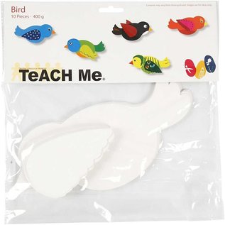 BASTELSETS / CRAFT KITS Pájaro, L 25 cm, 400 g, Blanco, 10 piezas