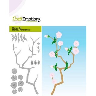 Craftemotions skæring og prægning: gren med blomster, kort 5x10cm