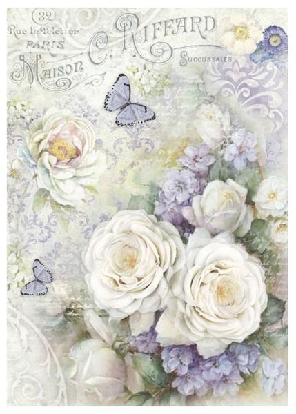 Papel De Arroz Para Decoupage Scrapbook Craft Hoja-Tetera Con Rosas