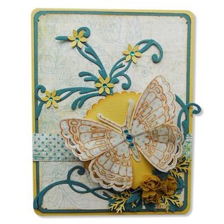 Marianne Design punching and embossing template + stamp: butterflies