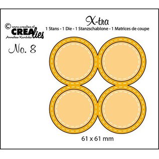 CREATIVE EXPRESSIONS und COUTURE CREATIONS Cutting and embossing Template: 4 round frames with stitchlines