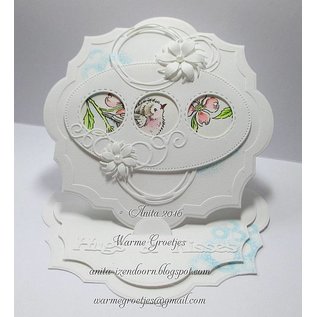 CREATIVE EXPRESSIONS und COUTURE CREATIONS Cutting and embossing Template: 3 round frames with stitchlines