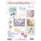 Bilder, 3D Bilder und ausgestanzte Teile usw... Complete kit for 6 cards + envelopes with baby shoes! LAST in stock!