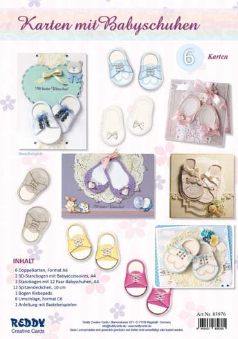Craft Kit For 6 Cards With Baby Shoes Hobby Crafts24 Eu