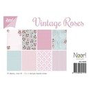 SET de papel A4, diseño vintage rosas