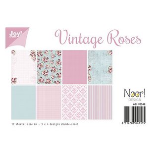 A4 papir SET, vintage rosedesign