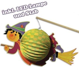 Kinder Bastelsets / Kids Craft Kits Set de lanterne sorcière, 20cm ø, 35cm, avec stick + lampe LED