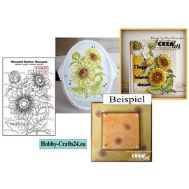Crealies und CraftEmotions Rubberzegel: zonnebloemen