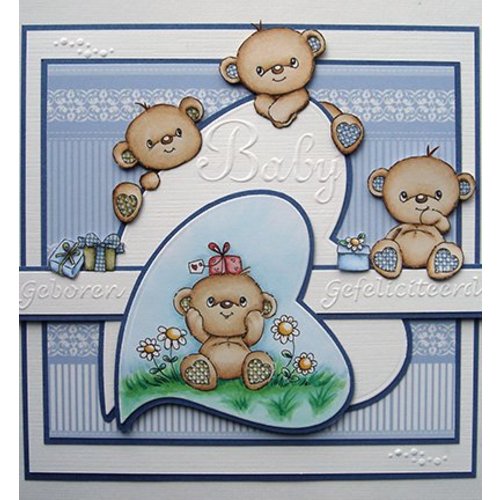 STEMPEL / STAMP: GUMMI / RUBBER Transparante stempel: Happy Birthday Bears STEMPEL / STAMP: GUMMI / RUBBER Transparante stempel: Happy Birthday Bears