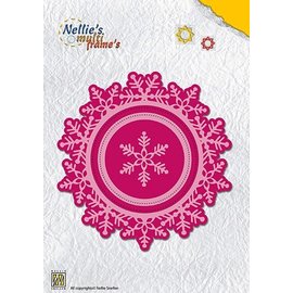 Nellie Snellen Punching template, 2 snowflakes + 3 round frames