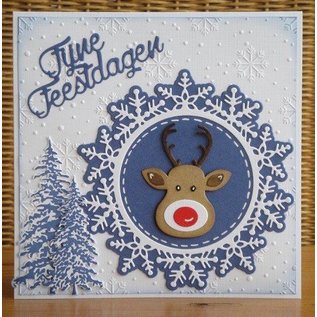Nellie Snellen Punching template, 2 snowflakes + 3 round frames