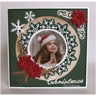 Nellie Snellen Punching template, 2 snowflakes + 3 round frames