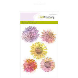 Crealies und CraftEmotions Transparante stempel, A6, chrysanthemum bloem