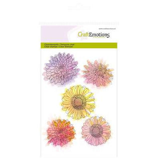 Crealies und CraftEmotions Transparante stempel, A6, chrysanthemum bloem