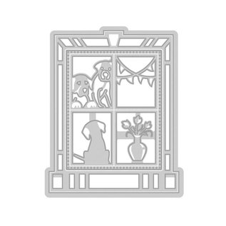 Tonic Studio´s Punching templates: Decorative window with dogs and ornaments