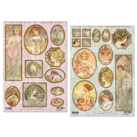 Bilder, 3D Bilder und ausgestanzte Teile usw... Art Nouveau, 2 stamped sheets - Limited!